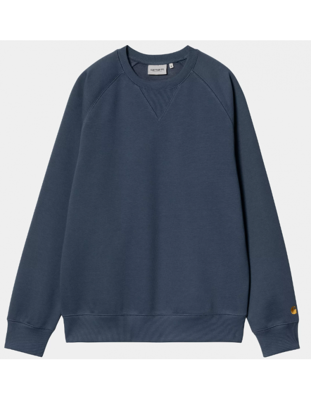 Carhartt Wip Chase Sweat - Dusky Blue / Gold - Men's Sweatshirt  - Cover Photo 1