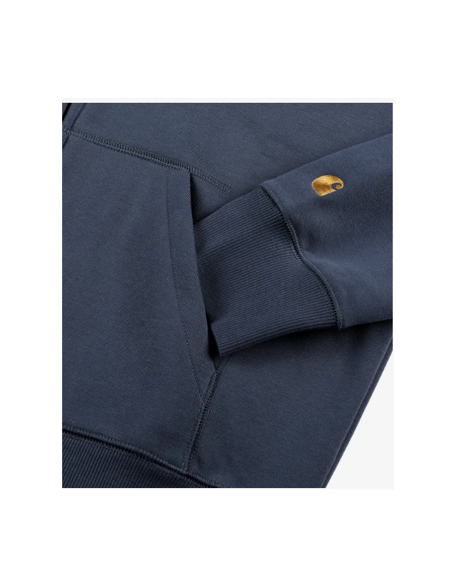 Carhartt Wip Hooded Chase Jacket - Dusky Blue / Gold - Herren Sweatshirt  - Cover Photo 3