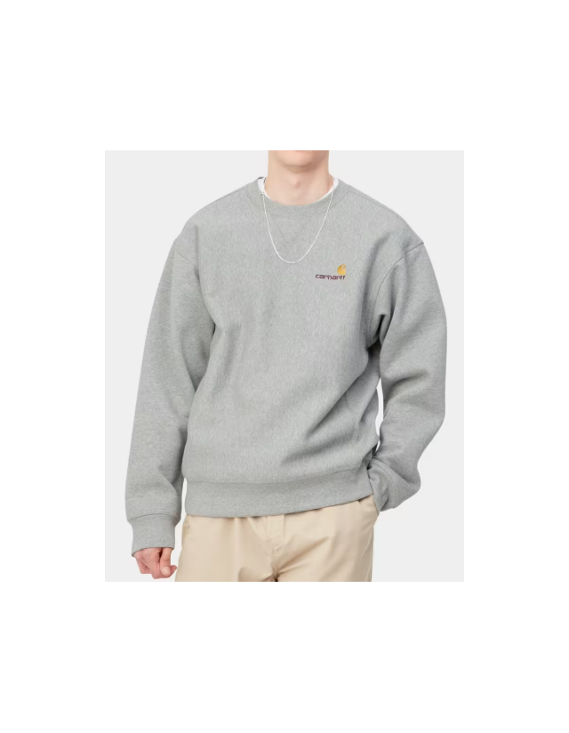Carhartt Wip American Script Sweat - Grey Heather - Herren Sweatshirt  - Cover Photo 1