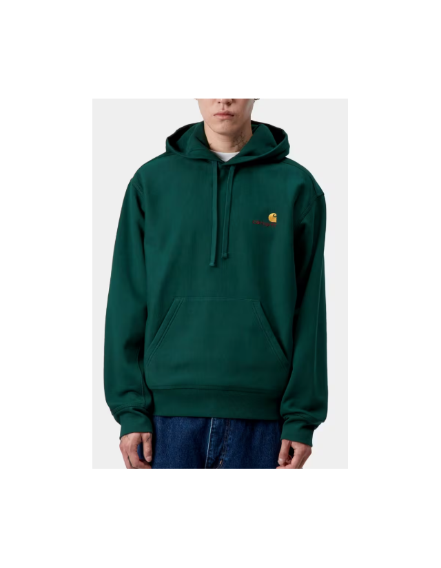 Carhartt Wip Hooded American Script Sweat - Dark Fir - Herren Sweatshirt  - Cover Photo 2