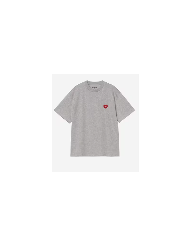 Carhartt Wip W' Heart Patch T-Shirt - Grey Heather / Red - Damen T-Shirt  - Cover Photo 1