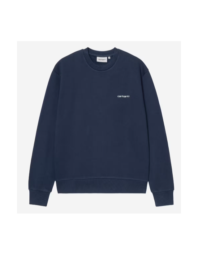 Carhartt Wip Script Embroidery Sweat - Jupiter / White - Herren Sweatshirt  - Cover Photo 1