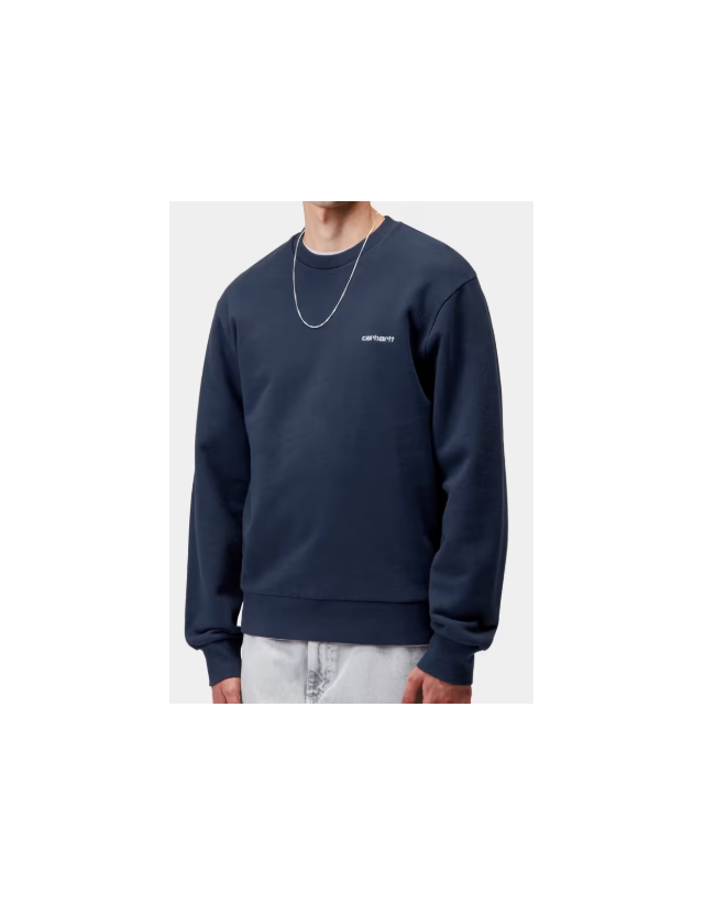 Carhartt Wip Script Embroidery Sweat - Jupiter / White - Herren Sweatshirt  - Cover Photo 2
