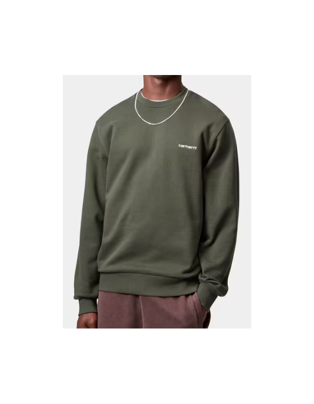 Carhartt Wip Script Embroidery - Opuntia / White - Herren Sweatshirt  - Cover Photo 2