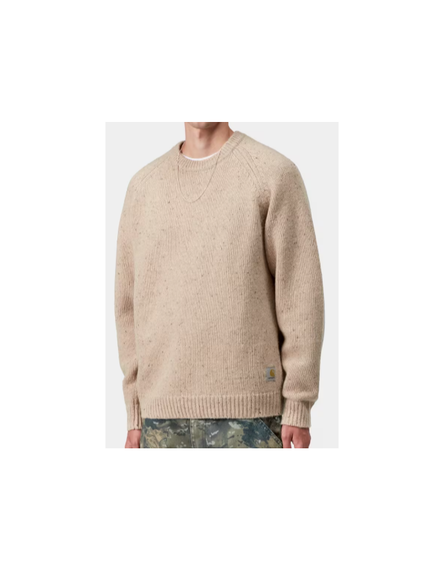 Carhartt Wip Anglistic Sweater - Speckled Fleur De Sel - Men's Sweatshirt  - Cover Photo 1