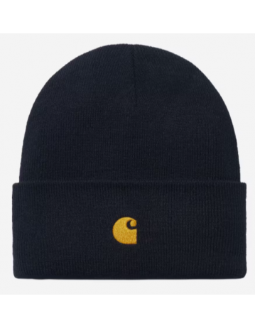 Carhartt Wip Chase Beanie - Dark Navy / Gold - Product Photo 1
