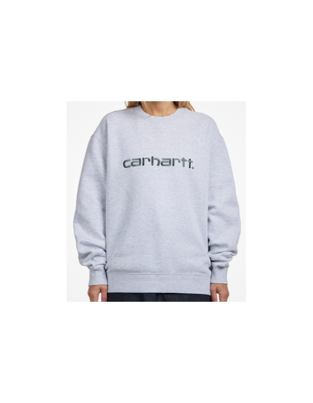 Carhartt Wip W' Carhartt Sweat - Ash Heather / Velvet Green - Sweat Femme  - Cover Photo 1