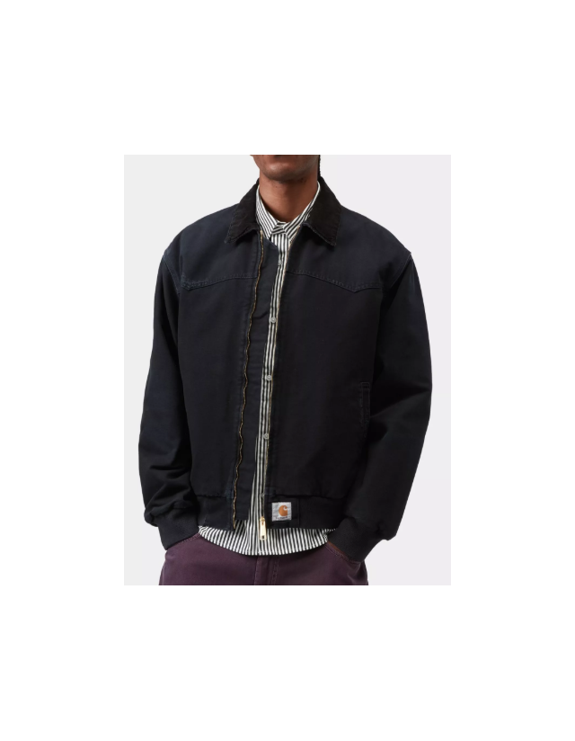 Carhartt Wip Og Santa Fe Jacket - Black Grind Wash - Mann Jacke  - Cover Photo 3