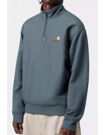 Carhartt WIP Half ZIP American Script - Office Blue - Herren Sweatshirt - Miniature Photo 2