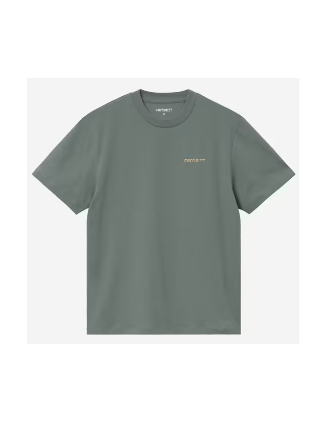 Carhartt Wip W' Script Embroidery Tee - Velvet Green / Orange - Damen T-Shirt  - Cover Photo 1