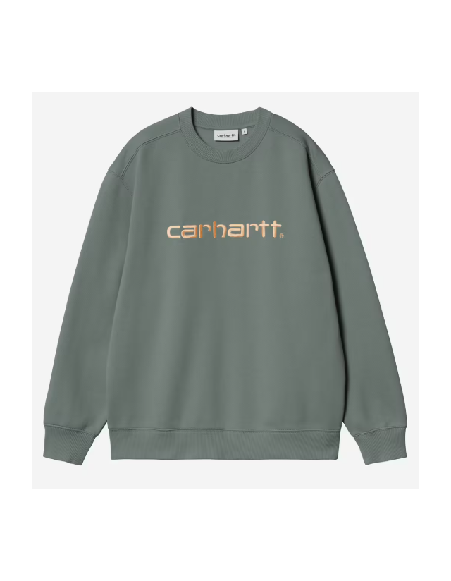 Carhartt Wip W' Carhartt Sweat - Velvet Green / Gentle Orange - Women's Sweatshirt  - Cover Photo 1