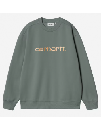 Carhartt WIP W' Carhartt sweat - Velvet green / Gentle orange - Women's Sweatshirt - Miniature Photo 1