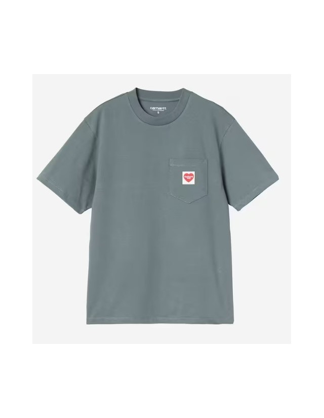 Carhartt Wip W' Pocket Heart T-Shirt - Cozy Blue / Red - Damen T-Shirt  - Cover Photo 1
