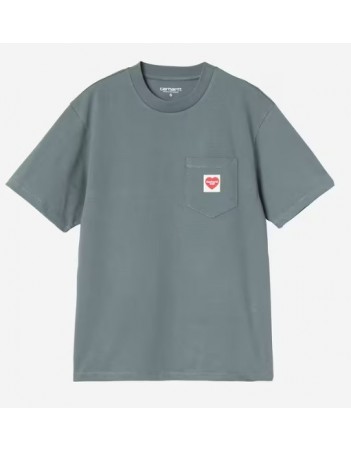 Carhartt WIP W' Pocket Heart t-shirt - Cozy blue / Red - Damen T-Shirt - Miniature Photo 1