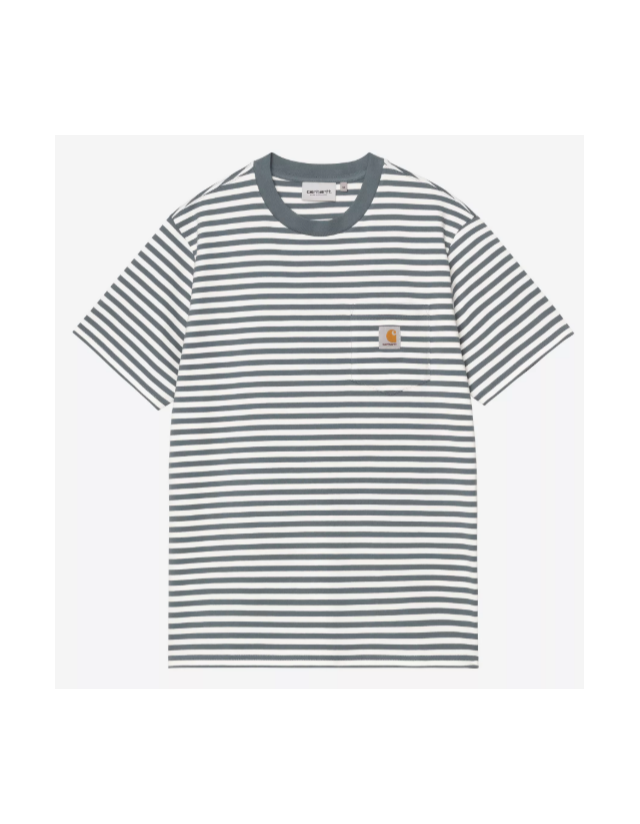 Carhartt Wip Ezra Pocket T-Shirt - Cozy Blue / Wax - Men's T-Shirt  - Cover Photo 1