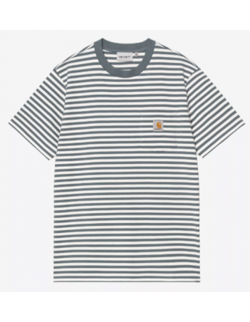 Carhartt WIP Ezra Pocket T-shirt - Cozy Blue / Wax - Men's T-Shirt - Miniature Photo 1