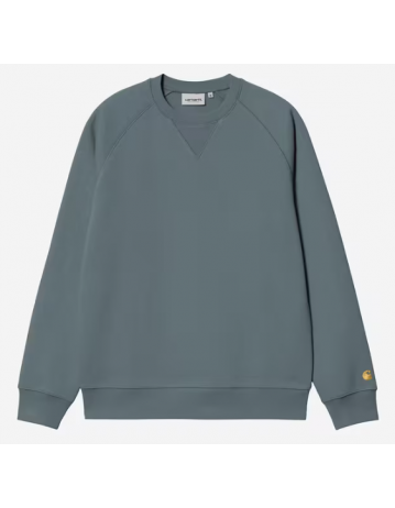 Carhartt Wip Chase Sweat - Dusky Blue / Gold - Product Photo 1