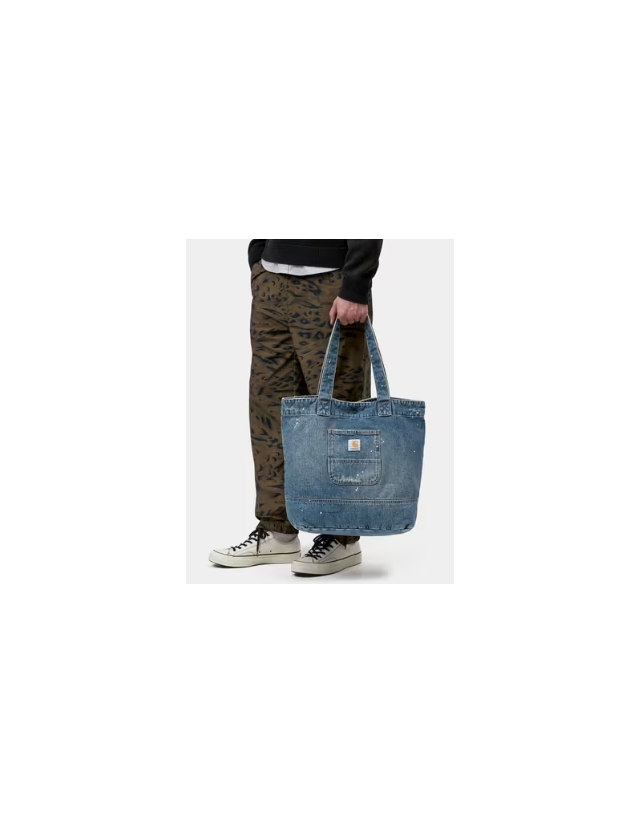 Carhartt Wip Denim Tote - Blue Destroy Wash, Splatter - Zak  - Cover Photo 2
