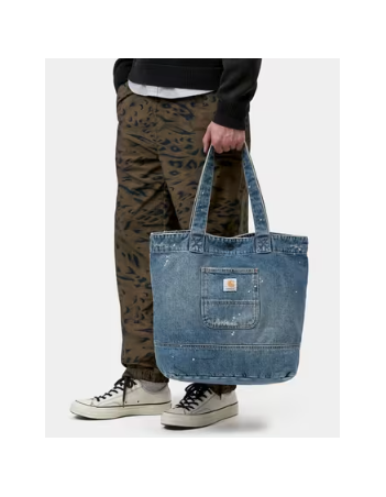 Carhartt WIP Denim tote - blue destroy wash, splatter - Zak - Miniature Photo 2