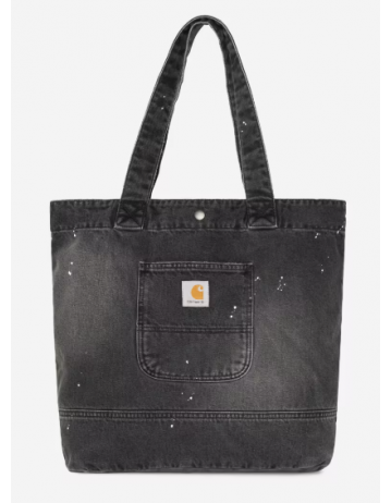 Carhartt Wip Denim Tote - Black Destroy Wash, Splatter - Product Photo 1