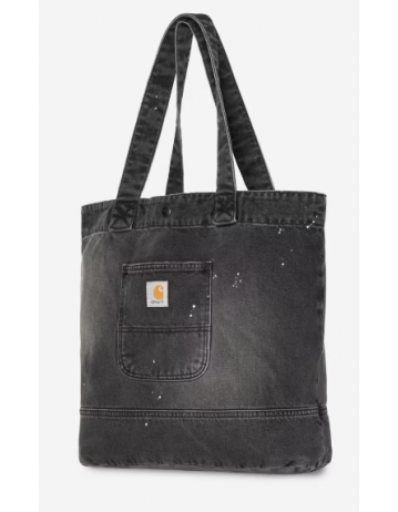 Carhartt Wip Denim Tote - Black Destroy Wash, Splatter - Product Photo 2