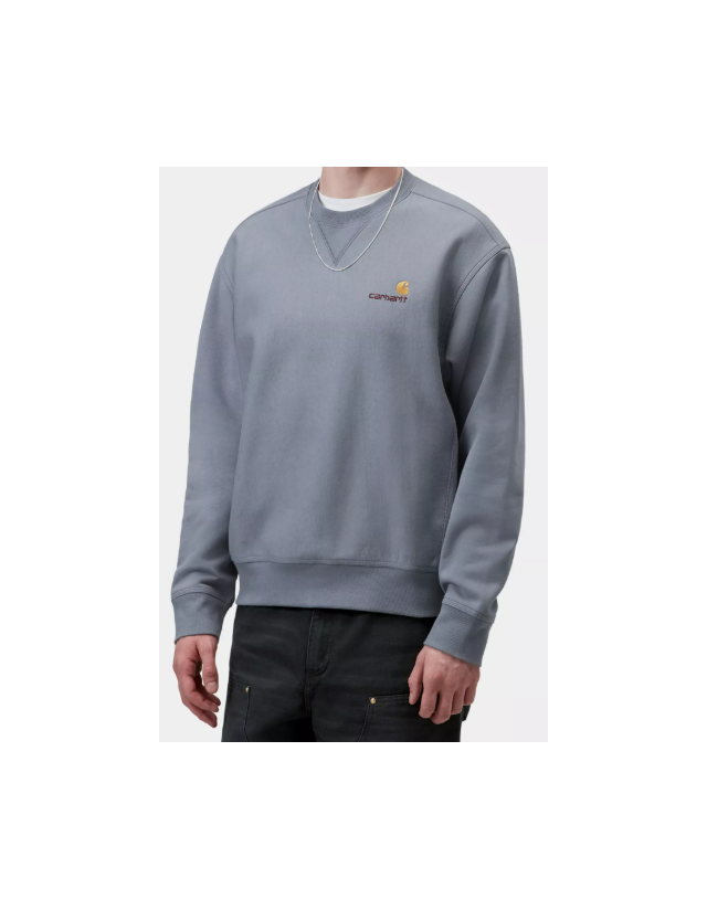Carhartt Wip American Scirpt Sweat - Shady Blue - Sweat Homme  - Cover Photo 3