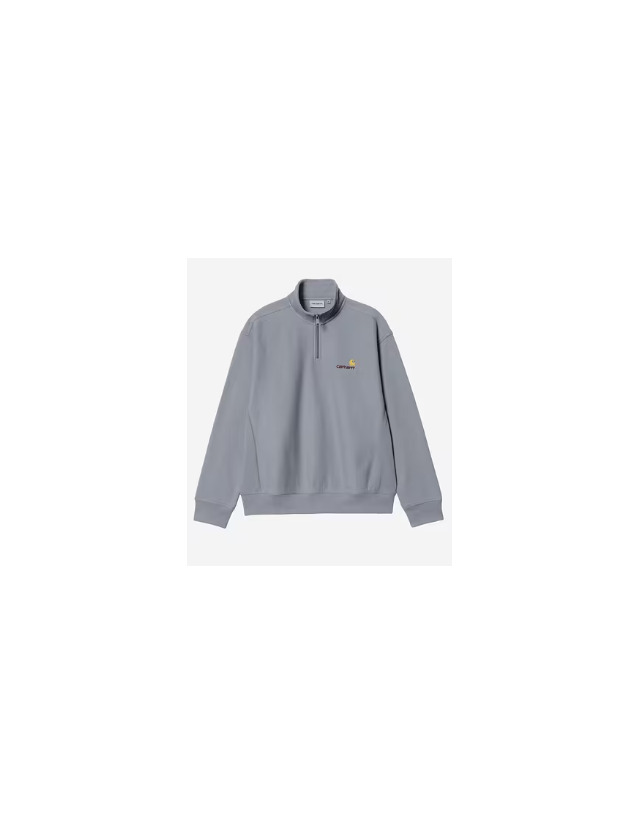 Carhartt Wip Half Zip American Script Sweat - Shady Blue - Sweat Homme  - Cover Photo 1