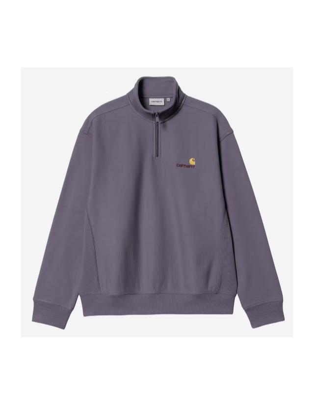 Carhartt Wip Half Zip American Script Sweat - Shady Purple - Men's Sweatshirt  - Cover Photo 1