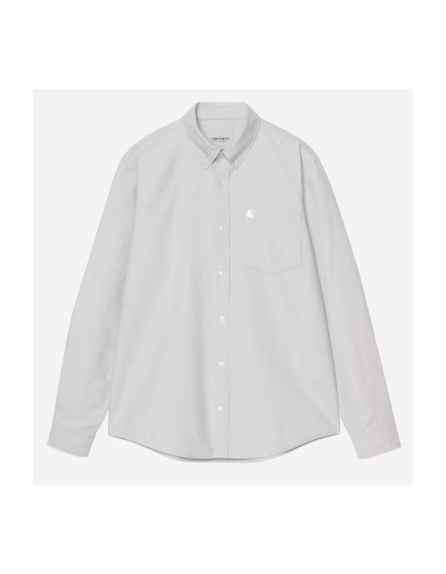 Carhartt Wip L/S C-Logo Shirt - Shady Grey / White - Man's Shirt  - Cover Photo 1