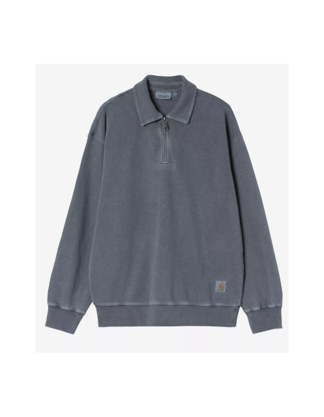 Carhartt Wip Harper Polo - Carbon Garmend Dyed - Men's Sweatshirt  - Cover Photo 1