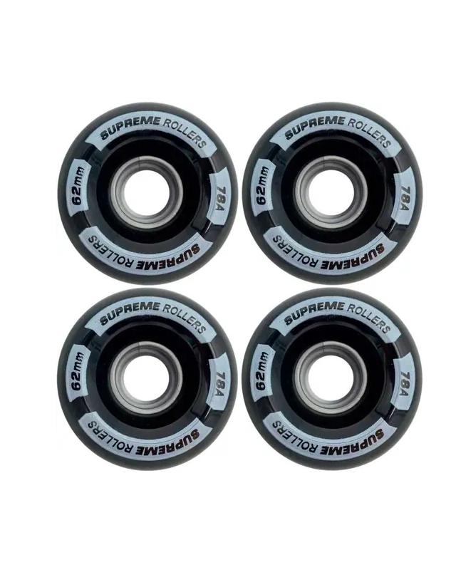 Supreme Rollers Quad Wheels 62mm/78a - Black 4pack - Skeelers Wielen  - Cover Photo 1