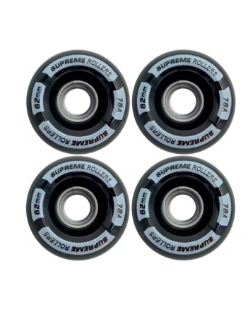Supreme Rollers quad wheels 62mm/78A - black 4pack - Skeelers Wielen - Miniature Photo 1