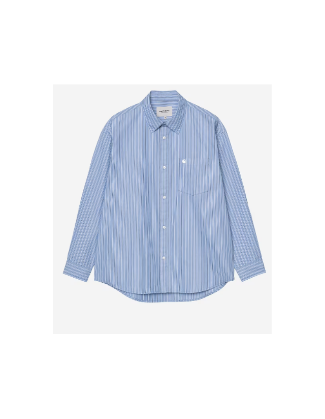 Carhartt Wip Keene L/S Shirt - Keene Stripe, Curacao - Chemise Homme  - Cover Photo 1