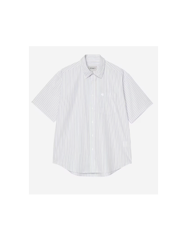 Carhartt Wip Keene Shirt - Keene Stripe, White - Man's Shirt  - Cover Photo 1