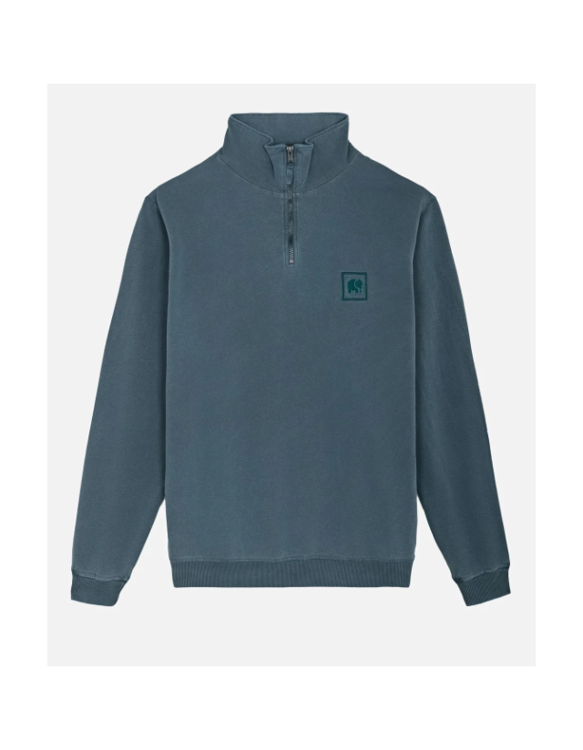 Trendsplant Sauce Pigment Dyed Quarter Zip Sweatshirt - Elm Green - Herren Sweatshirt  - Cover Photo 1