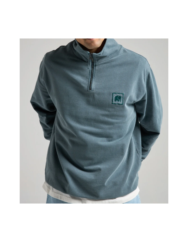 Trendsplant Sauce Pigment Dyed Quarter Zip Sweatshirt - Elm Green - Herren Sweatshirt  - Cover Photo 2