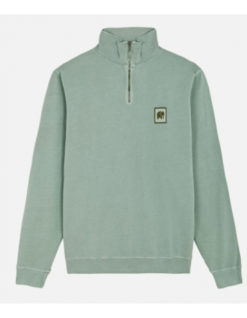 Trendsplant Sauce Pigment Dyed Quarter Zip Sweatshirt - Silver Green - Product Photo 1