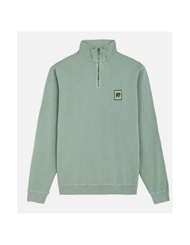 Trendsplant Sauce Pigment Dyed Quarter Zip Sweatshirt - Silver Green - Sweat Homme  - Cover Photo 1