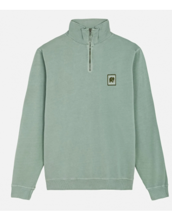 Trendsplant sauce Pigment Dyed Quarter Zip Sweatshirt - Silver Green - Sweat Homme - Miniature Photo 1