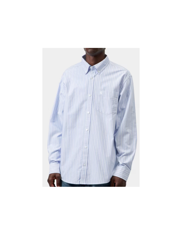 Carhartt Wip L/S Kanan Shirt - Stripe Bleach - Herrenhemd  - Cover Photo 1