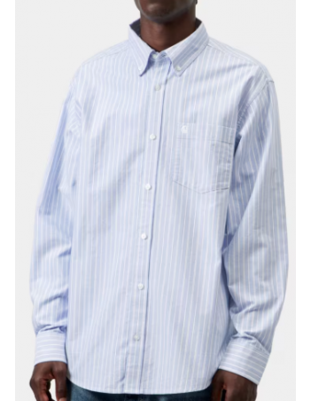 Carhartt WIP L/S Kanan shirt - Stripe bleach - Herrenhemd - Miniature Photo 1
