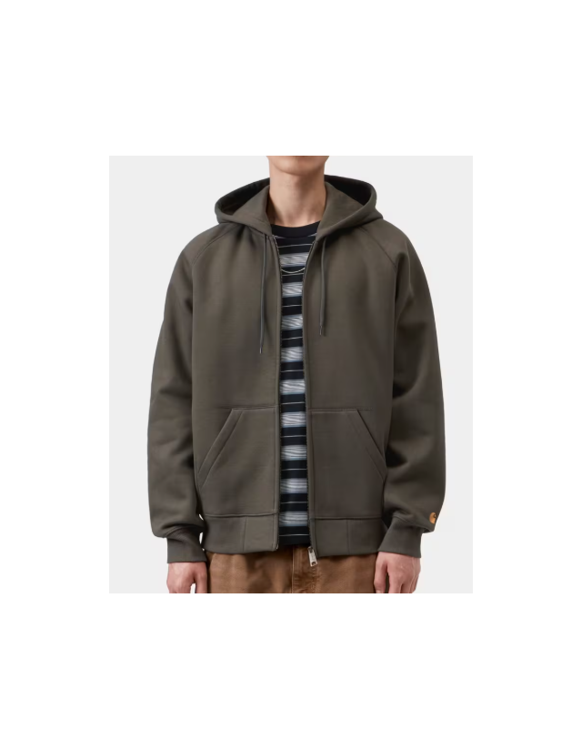 Carhartt Wip Hooded Chase Jacket - Shungite / Gold - Herren Sweatshirt  - Cover Photo 1