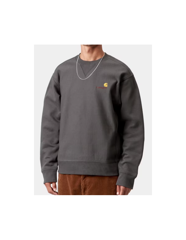 Carhartt Wip American Script Sweat - Graphite - Men's Sweatshirt  - Cover Photo 1