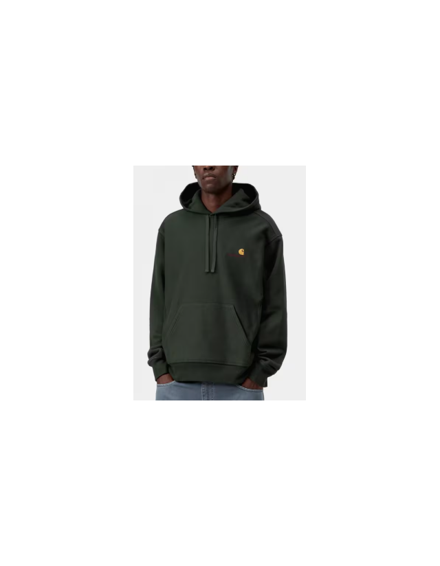 Carhartt Wip Hooded American Script Sweat - Raven - Men's Sweatshirt  - Cover Photo 1