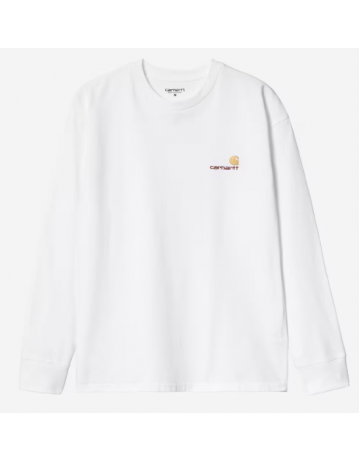 Carhartt Wip L/S American Script T-Shirt - White - Product Photo 1