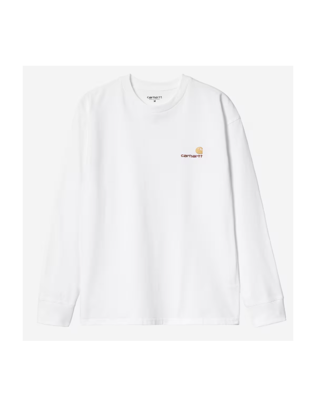 Carhartt Wip L/S American Script T-Shirt - White - Men's T-Shirt  - Cover Photo 1