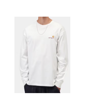 Carhartt Wip L/S American Script T-Shirt - White - Product Photo 2