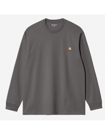 Carhartt WIP L/S American Script T-shirt - Graphite - Home - Miniature Photo 1