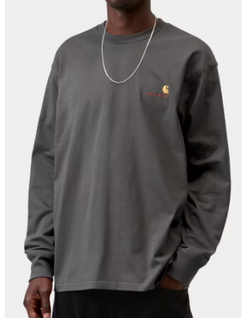 Carhartt Wip L/S American Script T-Shirt - Graphite - Product Photo 2