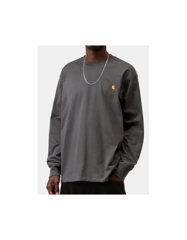 Carhartt Wip L/S American Script T-Shirt - Graphite - Home  - Cover Photo 2